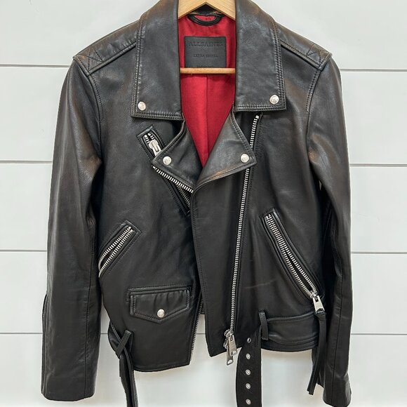 All Saints Billie Biker Leather Jacket - Picture 1 of 7